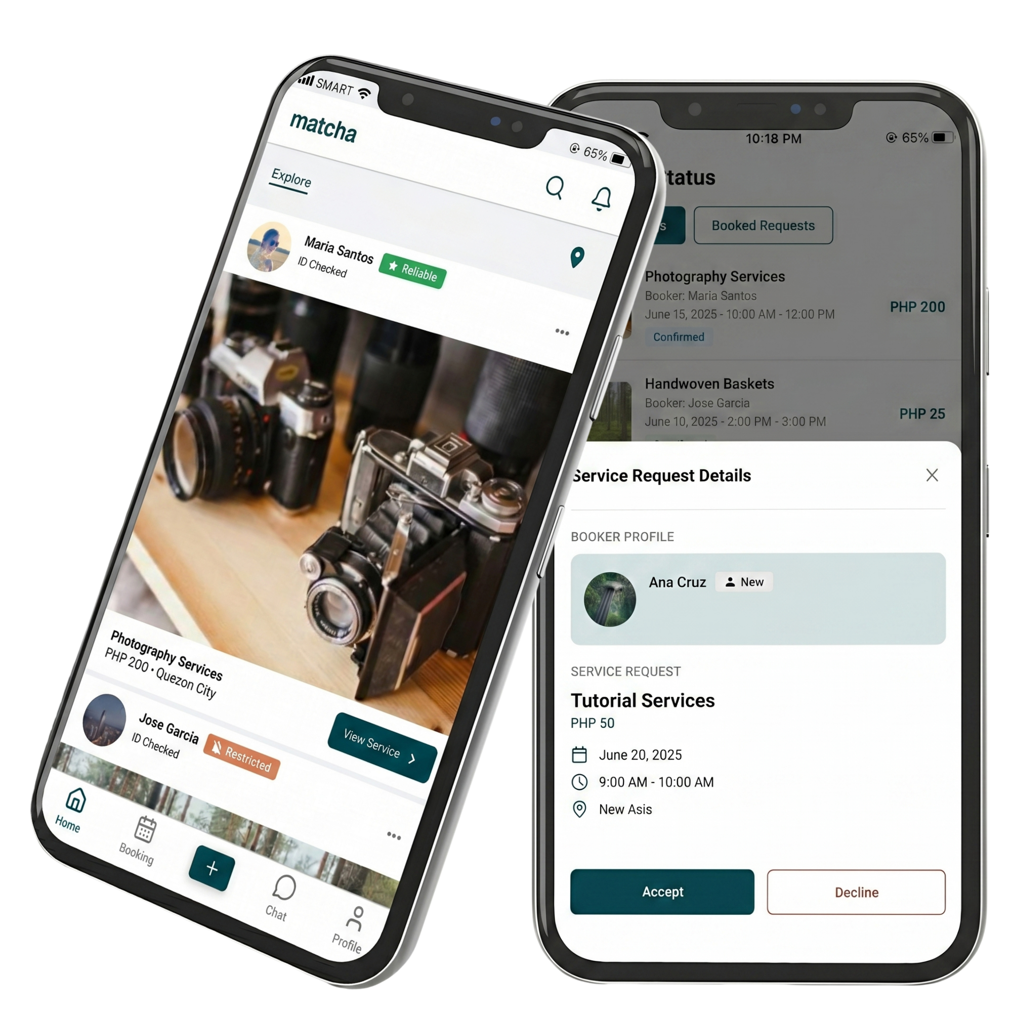Matcha App Interface Mockup